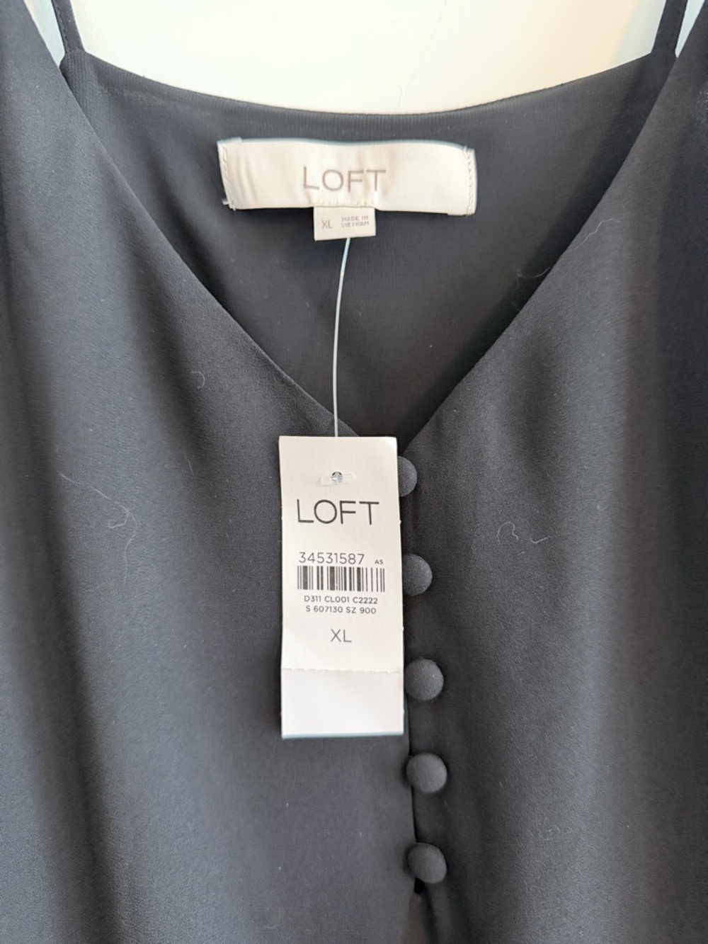 LOFT Black Tank Top with Covered Buttons